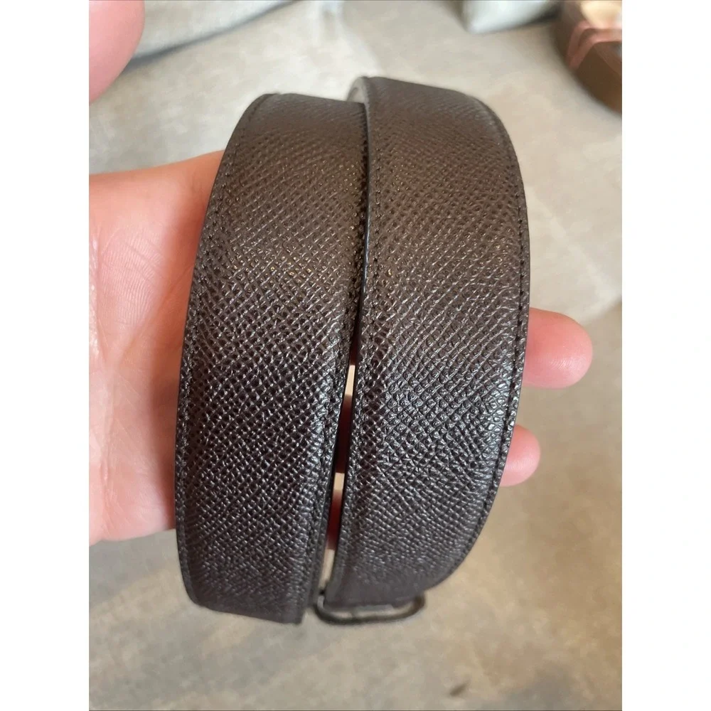 Tod's Belt Men 28 Italian Leather textured  Brown  Silver Roller